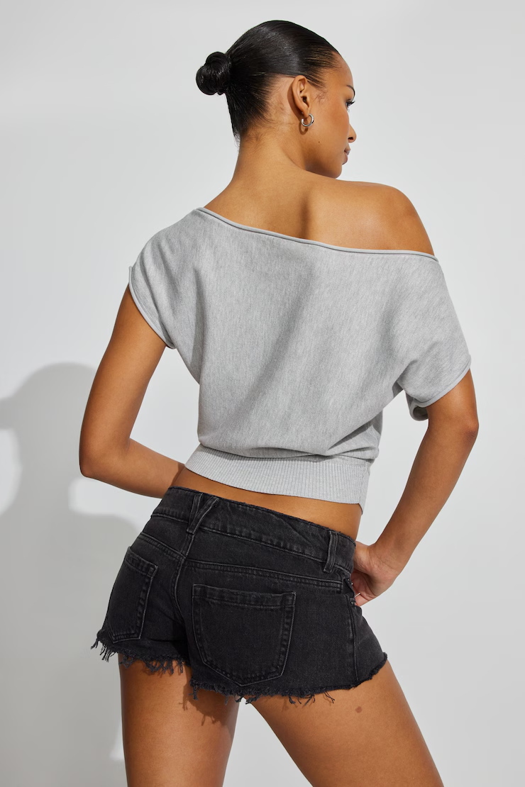 Ultra Low Rise Relaxed Denim Shorts - Image 3
