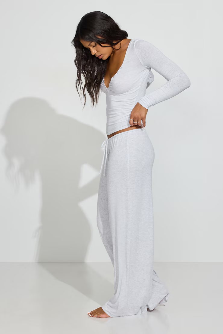 Sheer Ribbed Slouchy Pants - Image 2