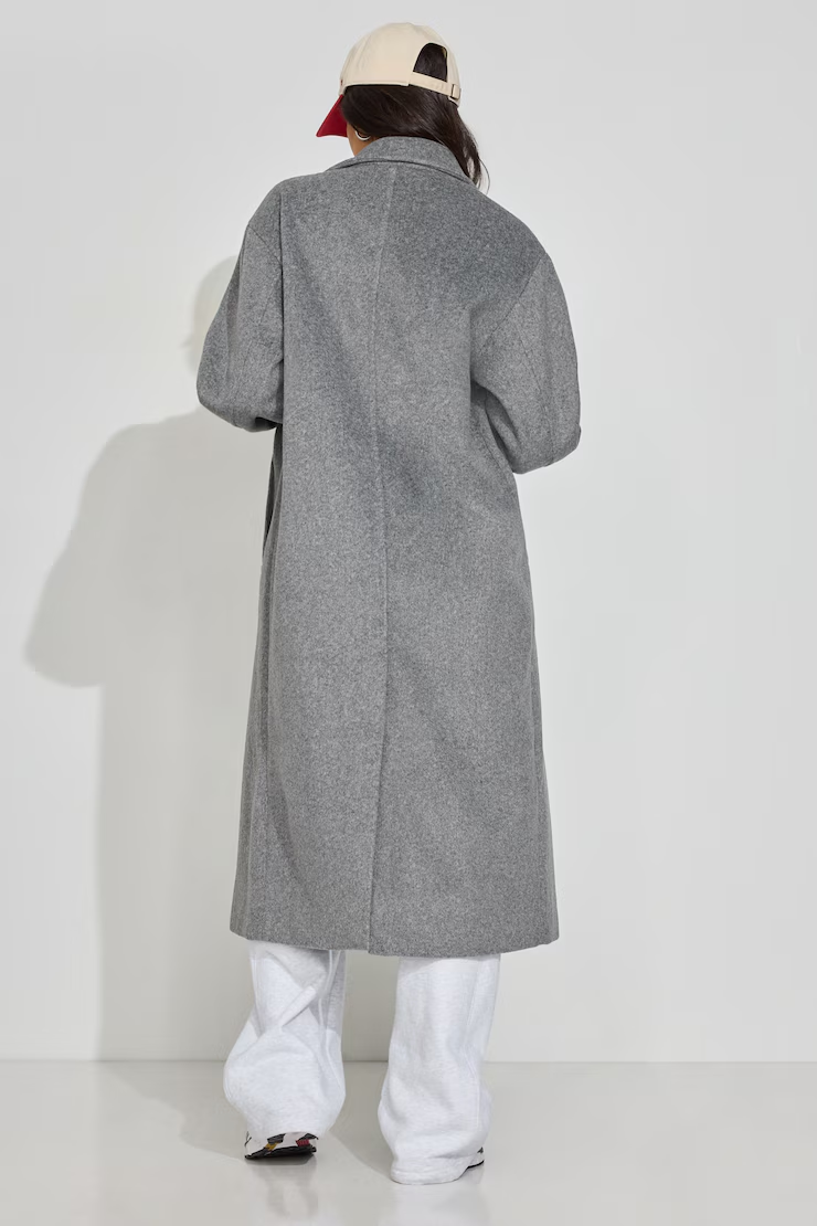 Oversized Long Felted Trench Coat - Image 4