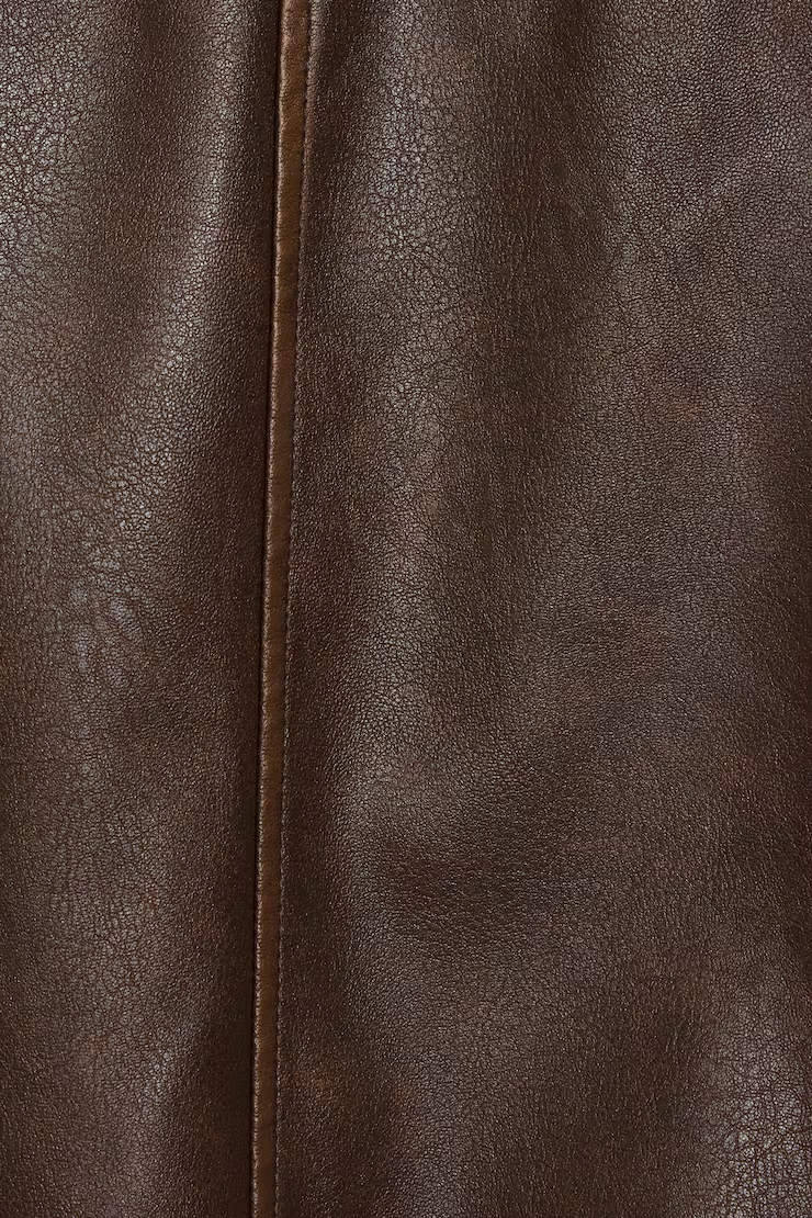 Oversized Faux Leather Stand Collar Bomber - Image 5