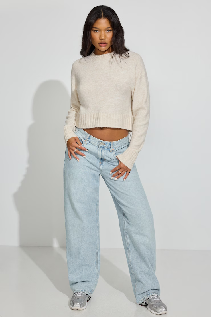 Long Sleeve Spongy Crewneck Sweater - Image 2