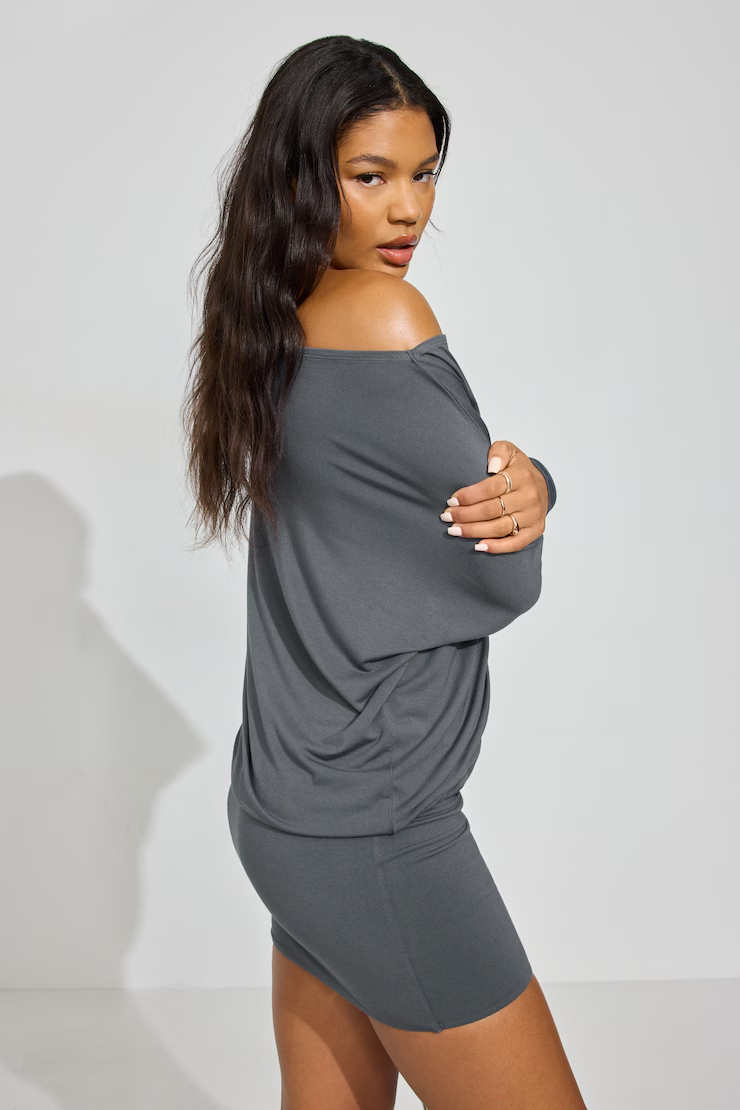 Long Sleeve Banded Bottom Dress - Image 2