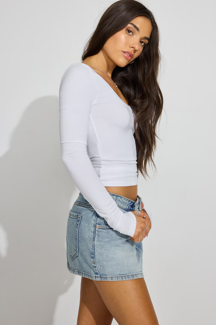 Denim Micro Skort - Image 4