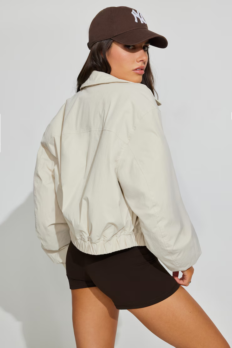 Cropped Nylon Bomber Jacket - Image 4
